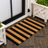 Infinite Modern Coastal Striped Coir Area Rug