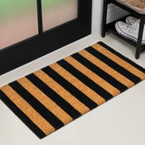 Infinite Modern Coastal Striped Coir Area Rug