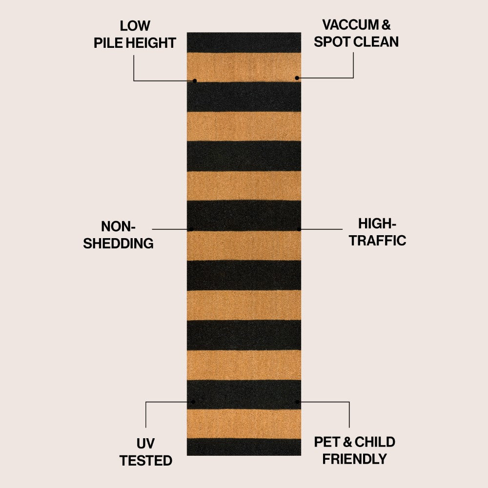 Infinite Modern Coastal Striped Coir Area Rug