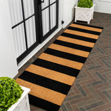 Infinite Modern Coastal Striped Coir Area Rug