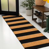 Infinite Modern Coastal Striped Coir Area Rug