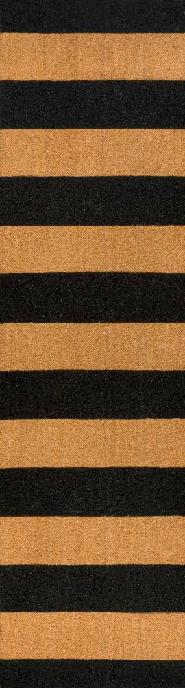 Infinite Modern Coastal Striped Coir Area Rug