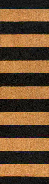 Infinite Modern Coastal Striped Coir Area Rug