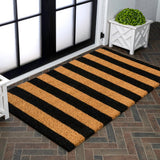 Infinite Modern Coastal Striped Coir Area Rug