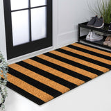 Infinite Modern Coastal Striped Coir Area Rug