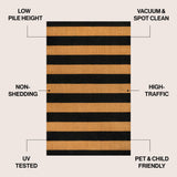 Infinite Modern Coastal Striped Coir Area Rug