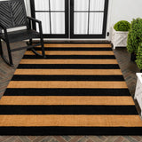 Infinite Modern Coastal Striped Coir Area Rug
