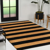 Infinite Modern Coastal Striped Coir Area Rug
