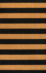 Infinite Modern Coastal Striped Coir Area Rug