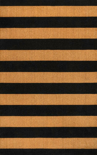 Infinite Modern Coastal Striped Coir Area Rug