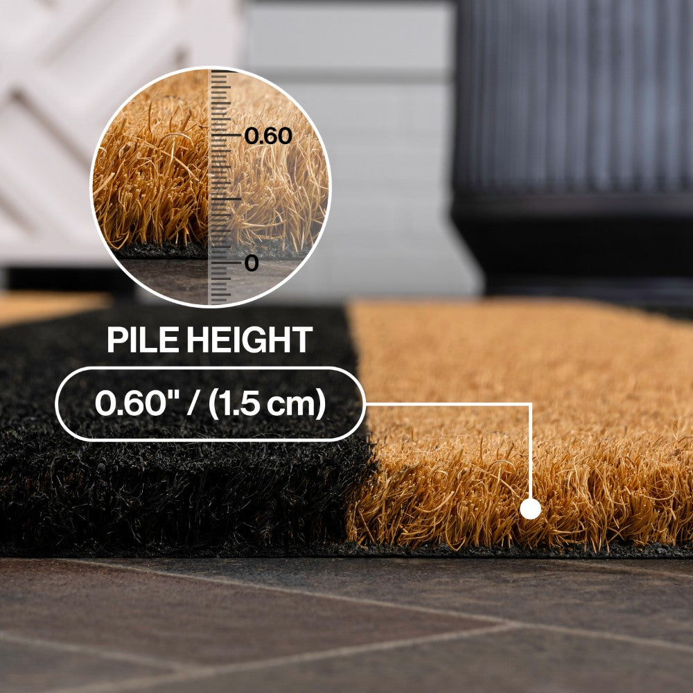 Infinite Modern Coastal Striped Coir Area Rug
