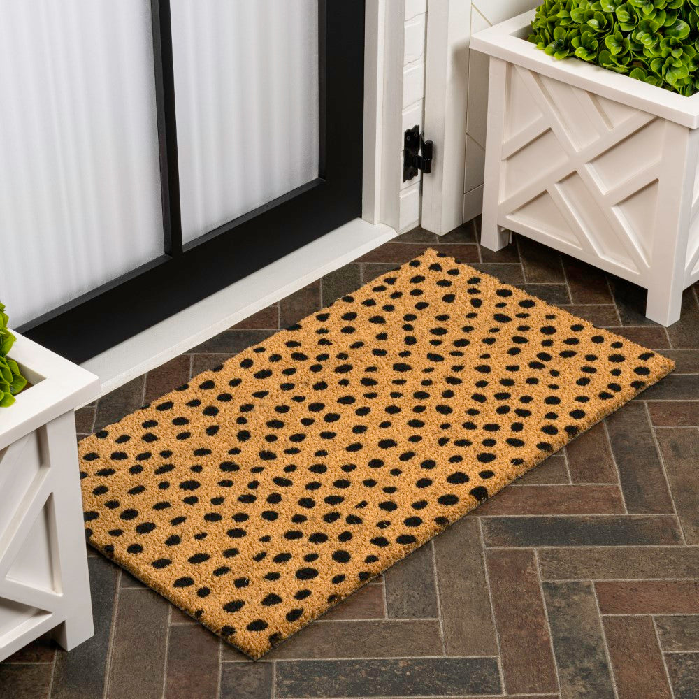 Liora Modern Classic Animal-spot Bordered Coir Area Rug