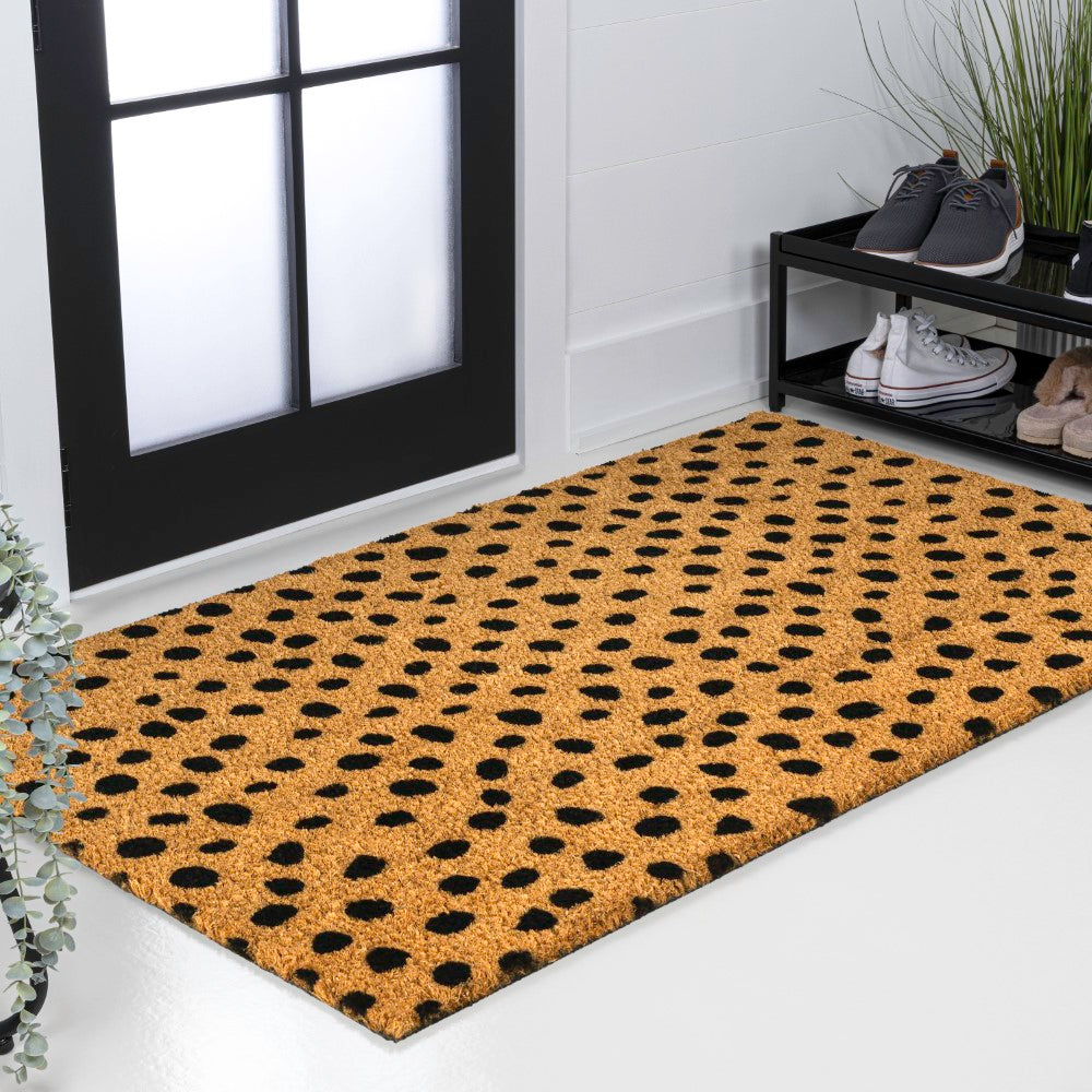 Liora Modern Classic Animal-spot Bordered Coir Area Rug