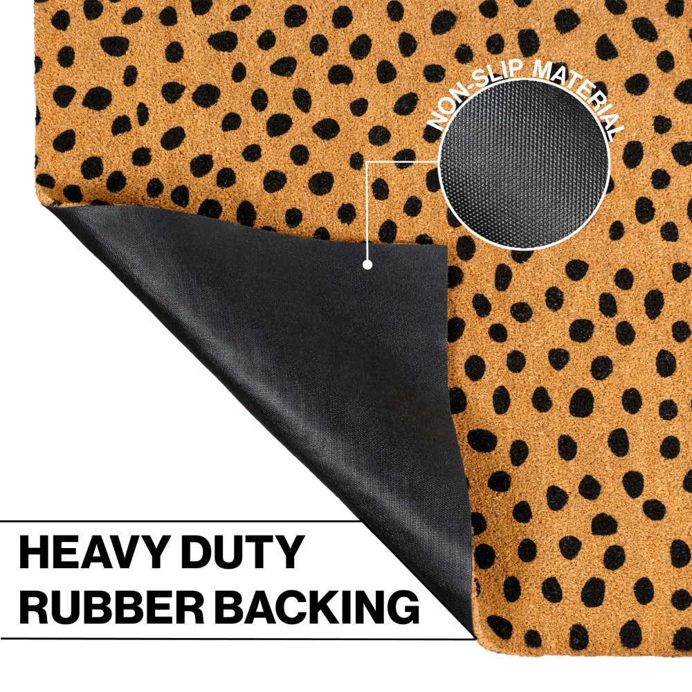 Liora Modern Classic Animal-spot Bordered Coir Area Rug