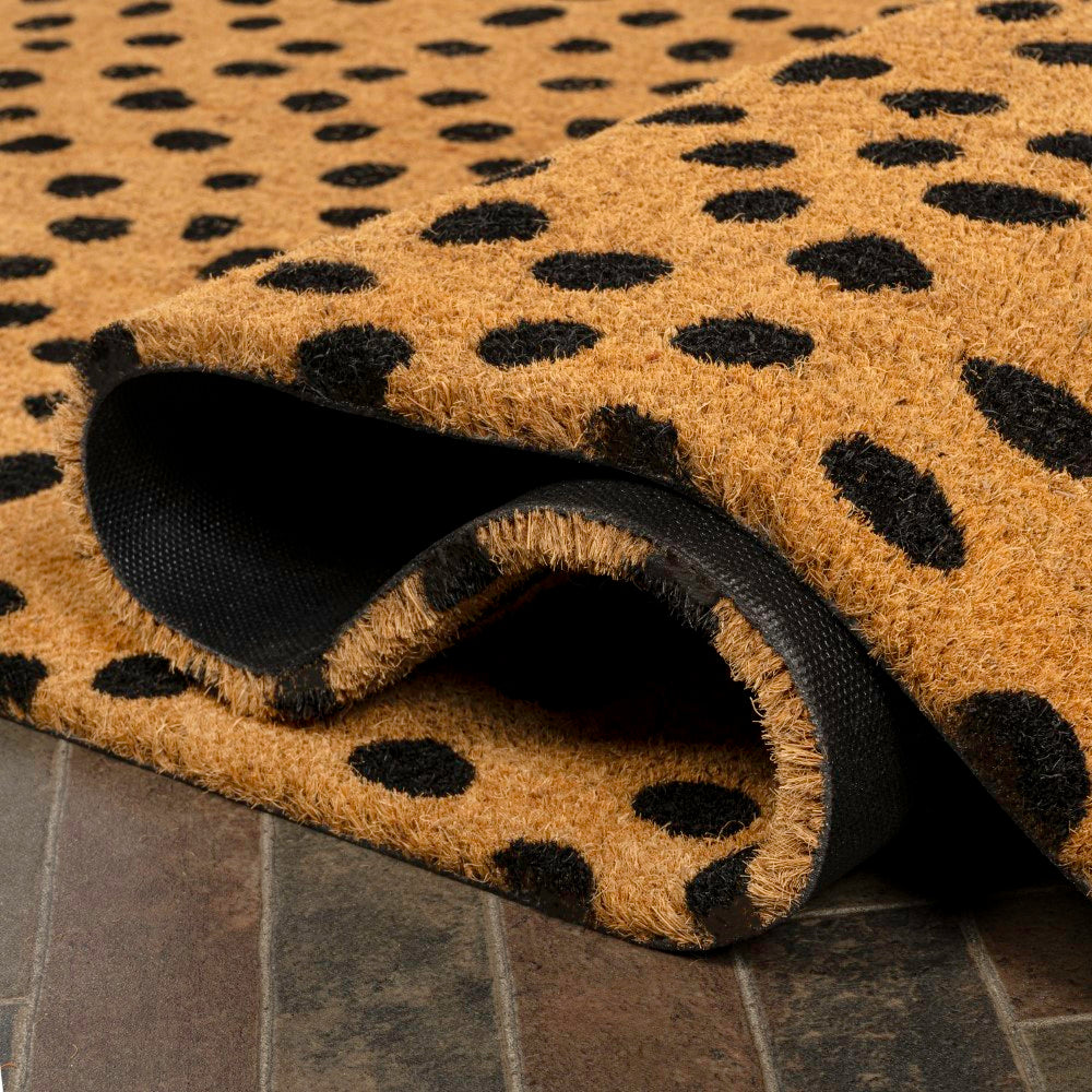 Liora Modern Classic Animal-spot Bordered Coir Area Rug