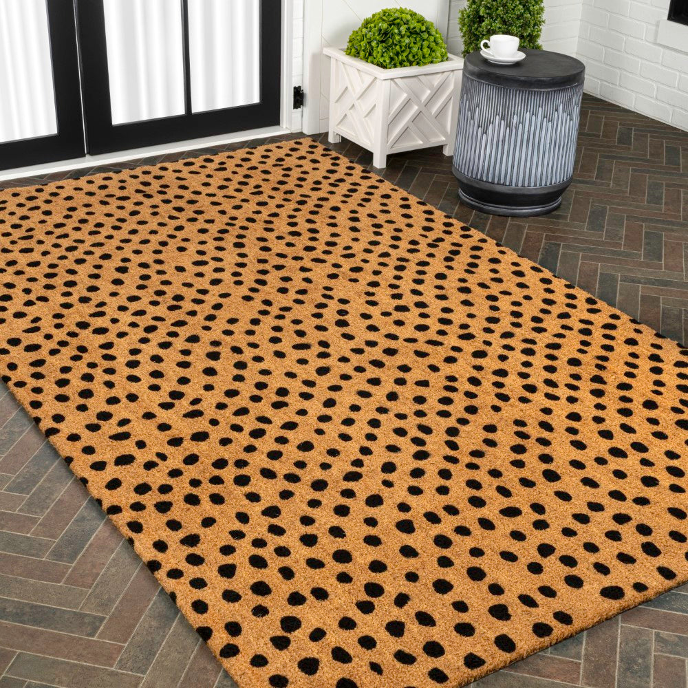 Liora Modern Classic Animal-spot Bordered Coir Area Rug