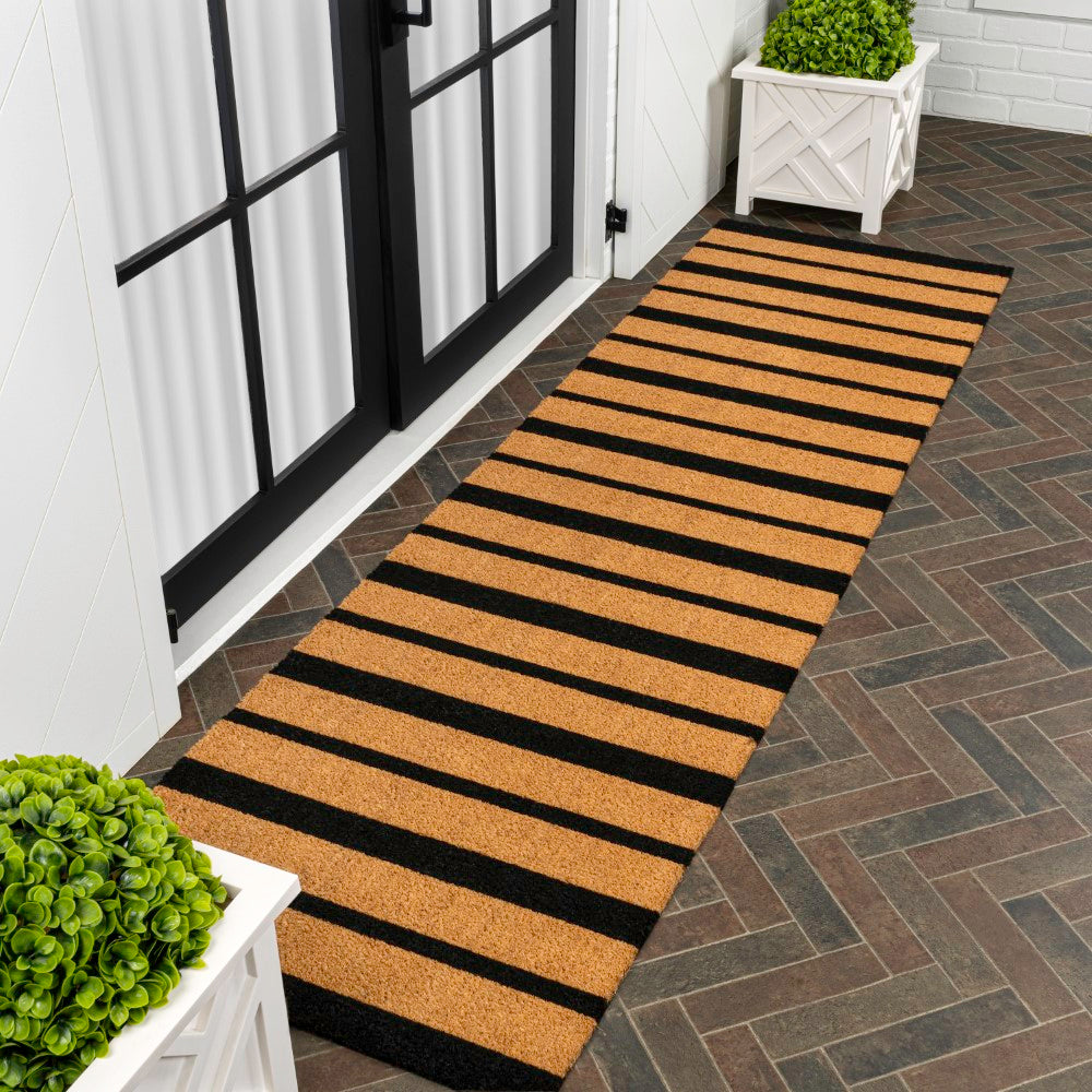 Arlina Modern Classic Ticking Stripe Coir Area Rug