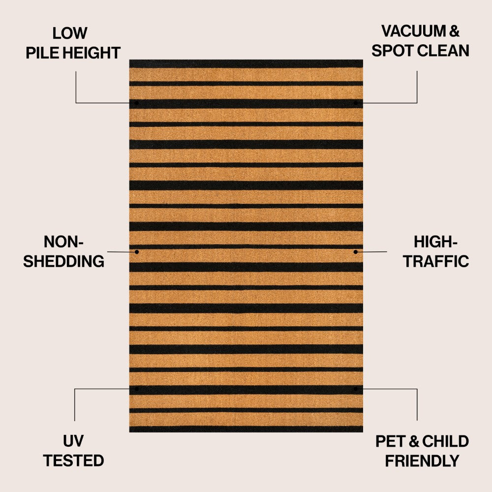 Arlina Modern Classic Ticking Stripe Coir Area Rug