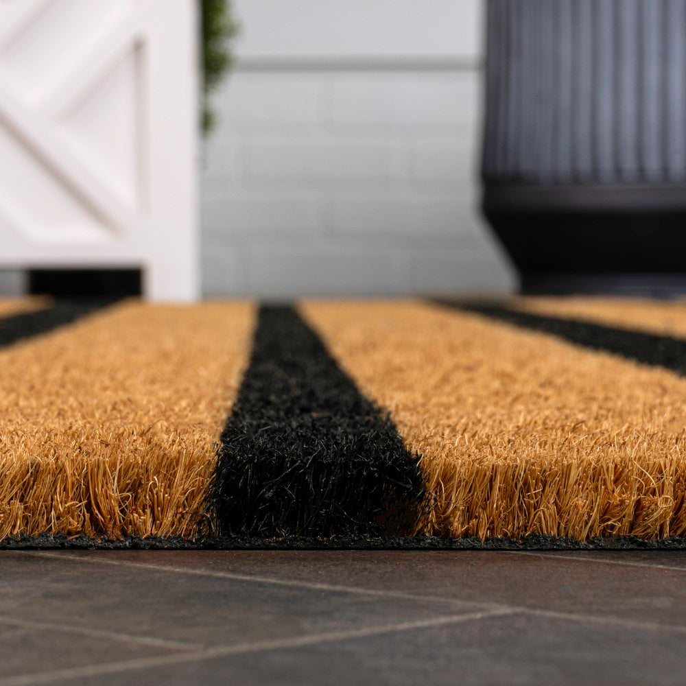 Arlina Modern Classic Ticking Stripe Coir Area Rug