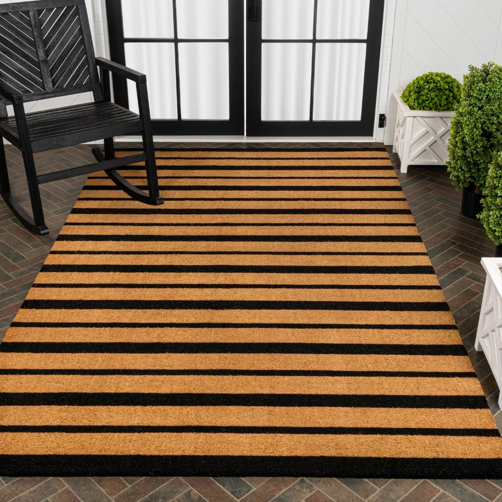 Arlina Modern Classic Ticking Stripe Coir Area Rug