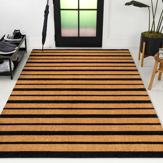 Arlina Modern Classic Ticking Stripe Coir Area Rug