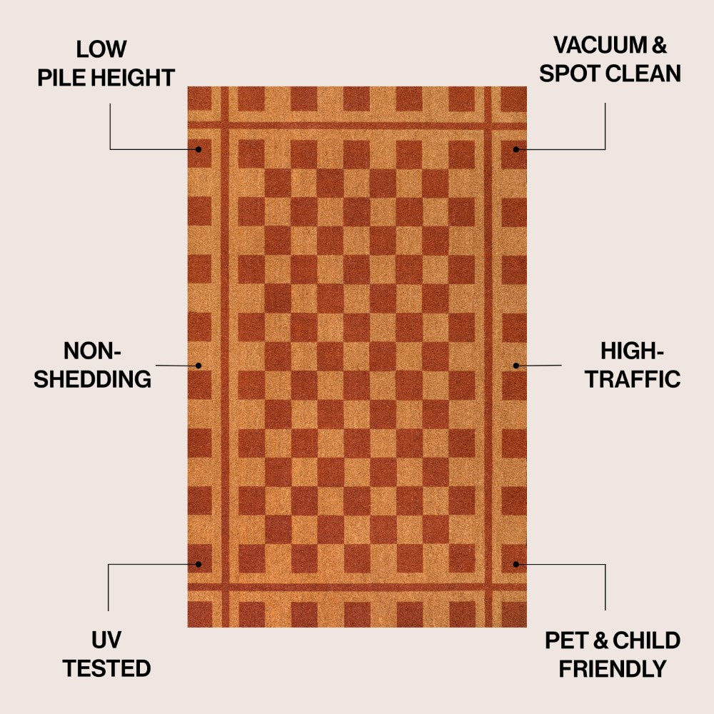 Northfield Classic Farmhouse Checkerboard Coir Area Rug