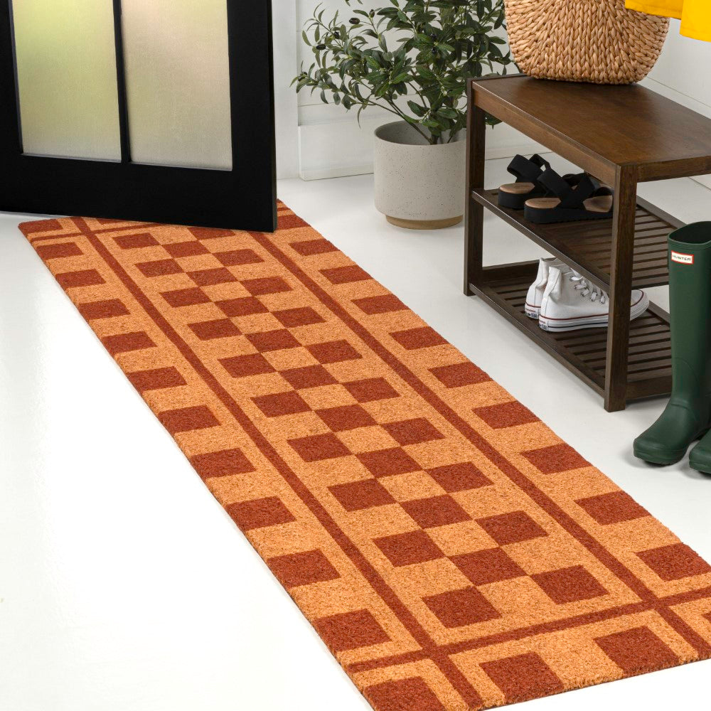 Northfield Classic Farmhouse Checkerboard Coir Area Rug