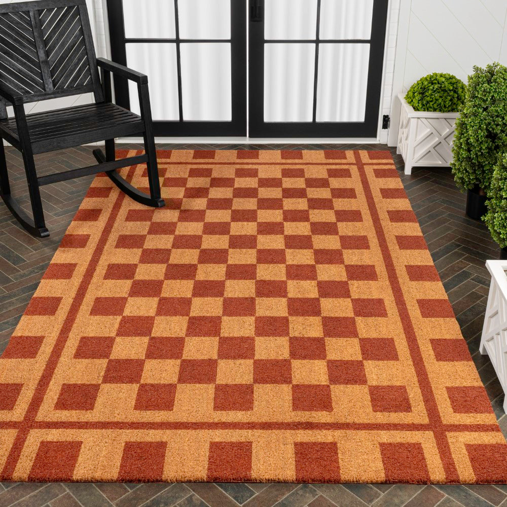 Northfield Classic Farmhouse Checkerboard Coir Area Rug