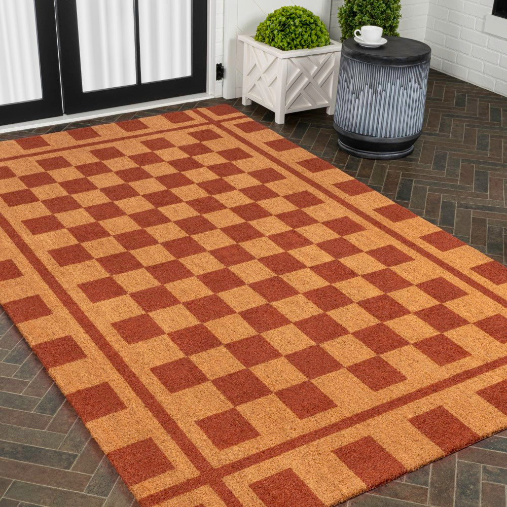 Northfield Classic Farmhouse Checkerboard Coir Area Rug