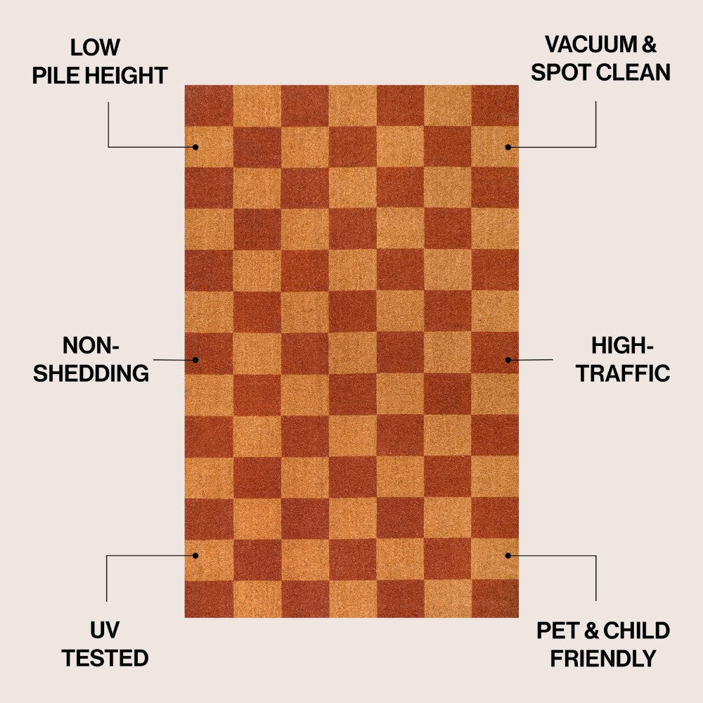 Winters Classic Farmhouse Checkered Coir Area Rug