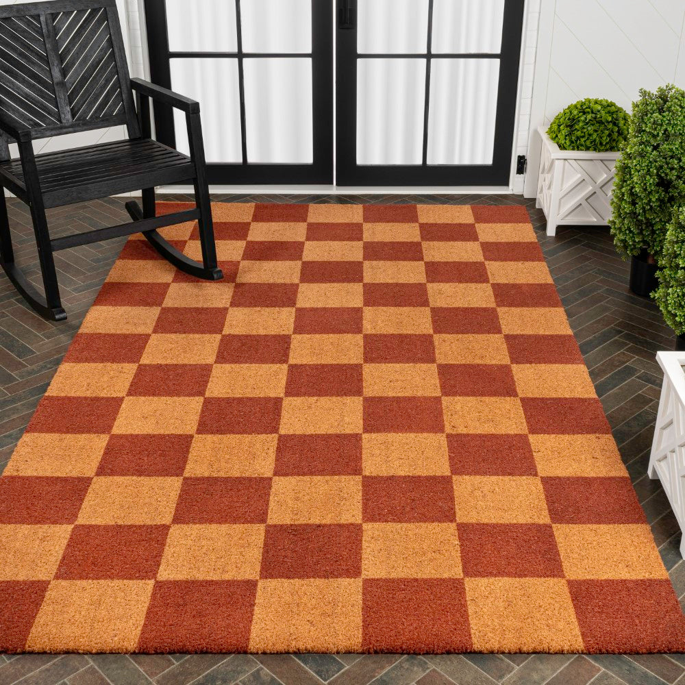 Winters Classic Farmhouse Checkered Coir Area Rug