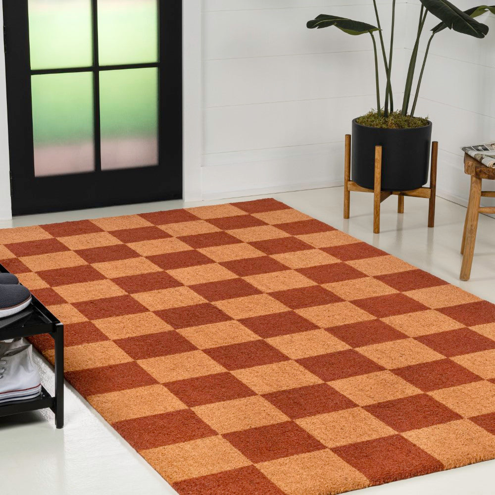 Winters Classic Farmhouse Checkered Coir Area Rug
