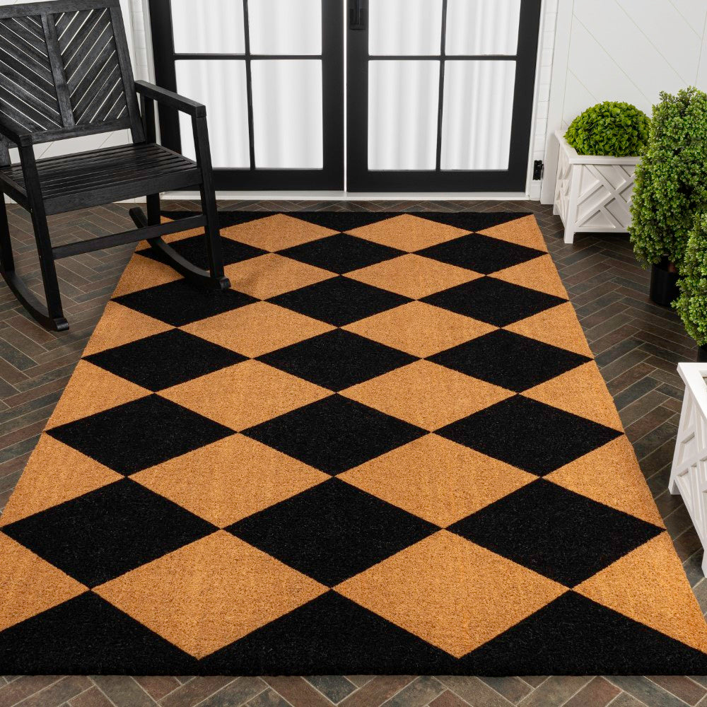 Drake Modern Classic Diamond-patterned Coir Area Rug