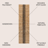 Zoya Rustic Beach House Wide Ticking Stripe Jute Area Rug