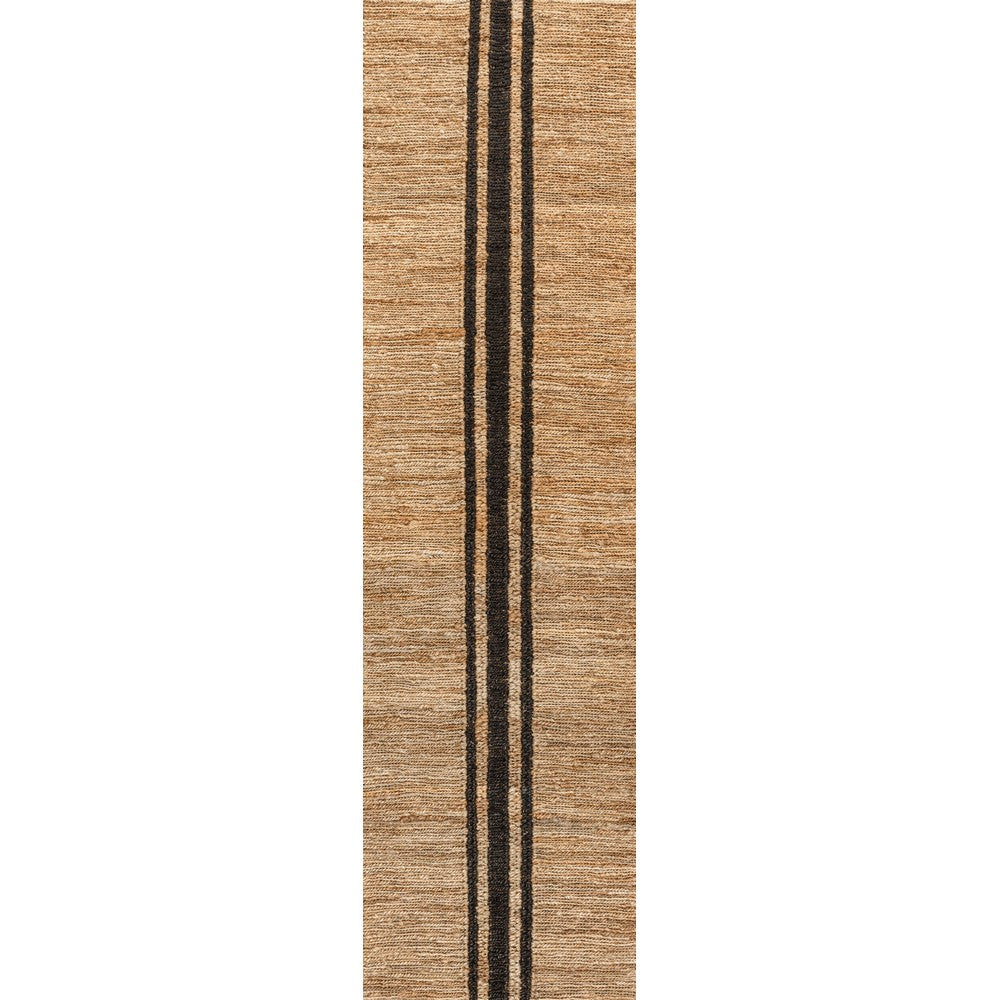 Zoya Rustic Beach House Wide Ticking Stripe Jute Area Rug