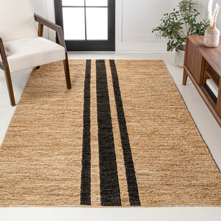 Zoya Rustic Beach House Wide Ticking Stripe Jute Area Rug