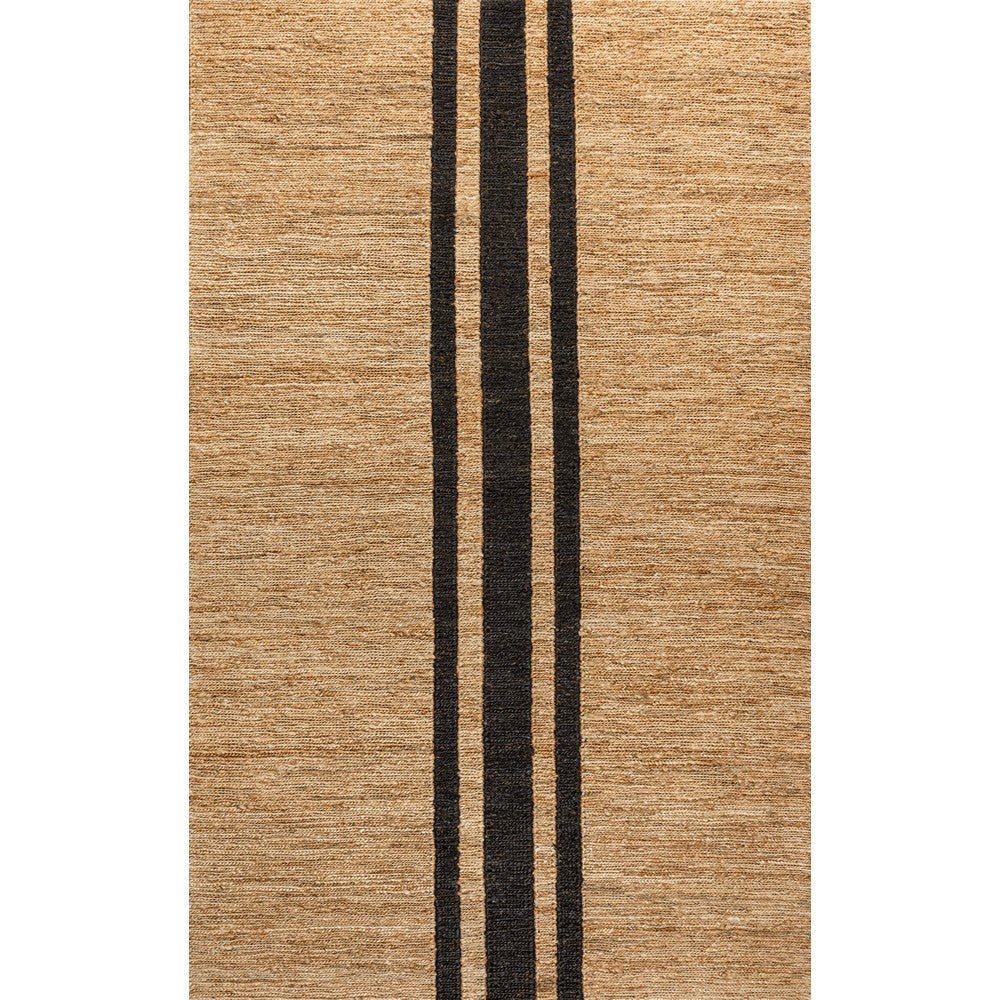Zoya Rustic Beach House Wide Ticking Stripe Jute Area Rug