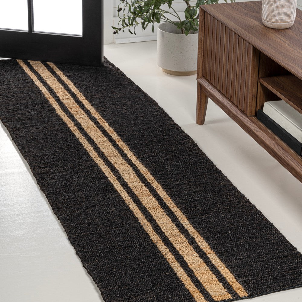 Zoya Rustic Beach House Wide Ticking Stripe Jute Area Rug