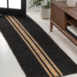 Zoya Rustic Beach House Wide Ticking Stripe Jute Area Rug