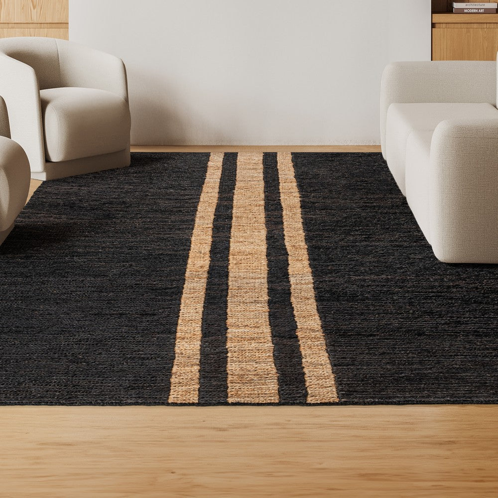 Zoya Rustic Beach House Wide Ticking Stripe Jute Area Rug