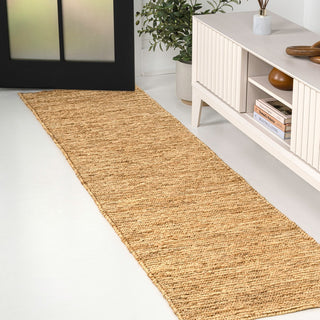 Kasv Rustic Farmhouse Woven Jute Solid Area Rug