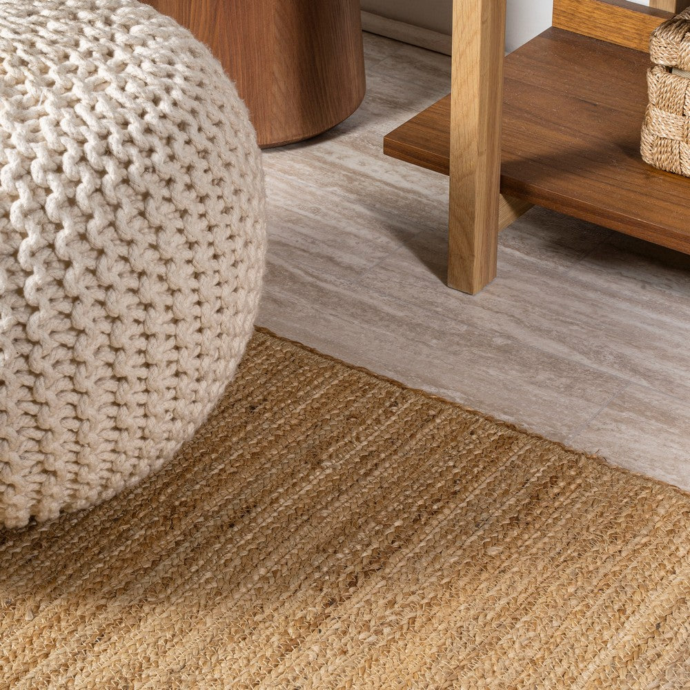 Kasv Rustic Farmhouse Woven Jute Solid Area Rug