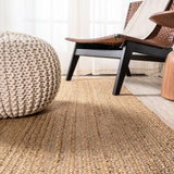 Kasv Rustic Farmhouse Woven Jute Solid Area Rug