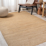Kasv Rustic Farmhouse Woven Jute Solid Area Rug
