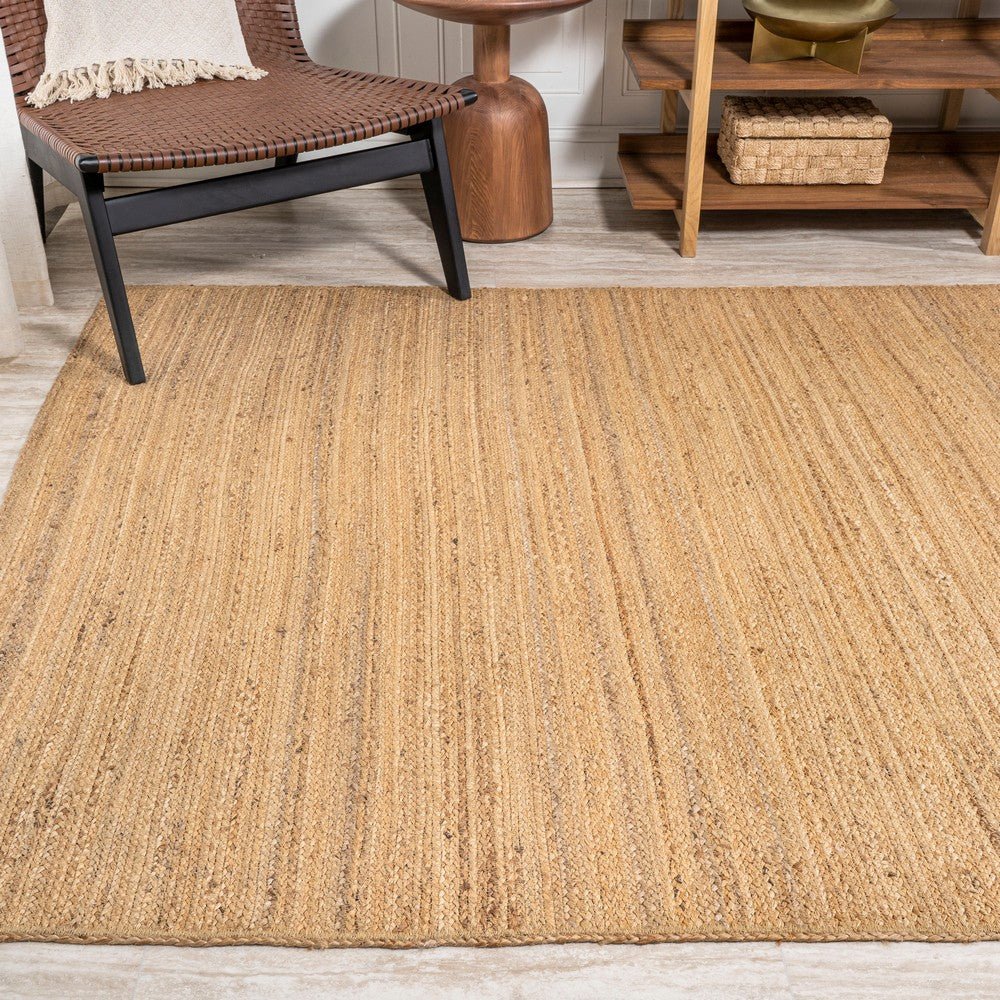 Kasv Rustic Farmhouse Woven Jute Solid Area Rug