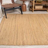 Kasv Rustic Farmhouse Woven Jute Solid Area Rug