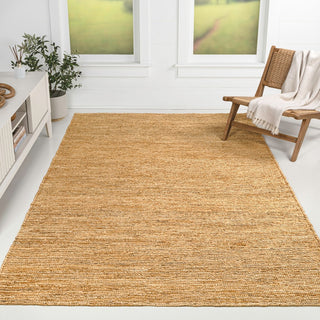 Kasv Rustic Farmhouse Woven Jute Solid Area Rug