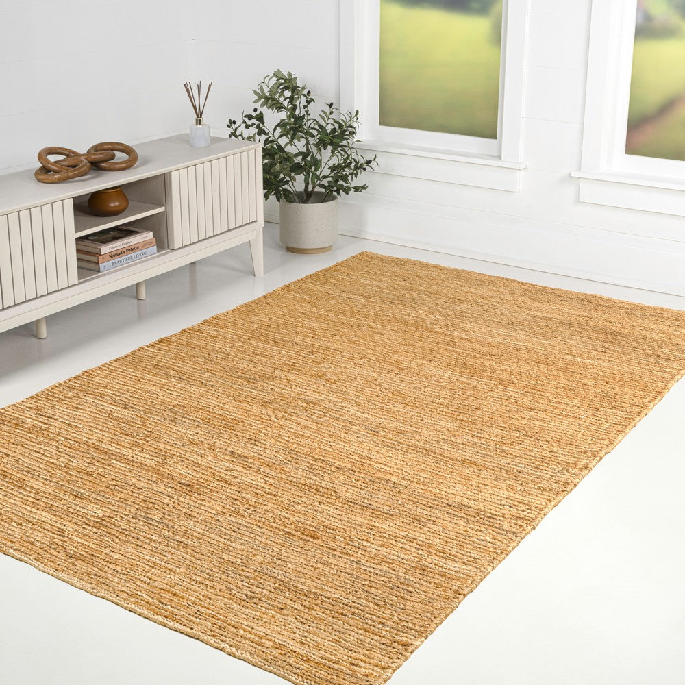 Kasv Rustic Farmhouse Woven Jute Solid Area Rug