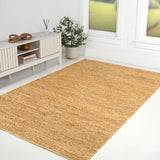 Kasv Rustic Farmhouse Woven Jute Solid Area Rug