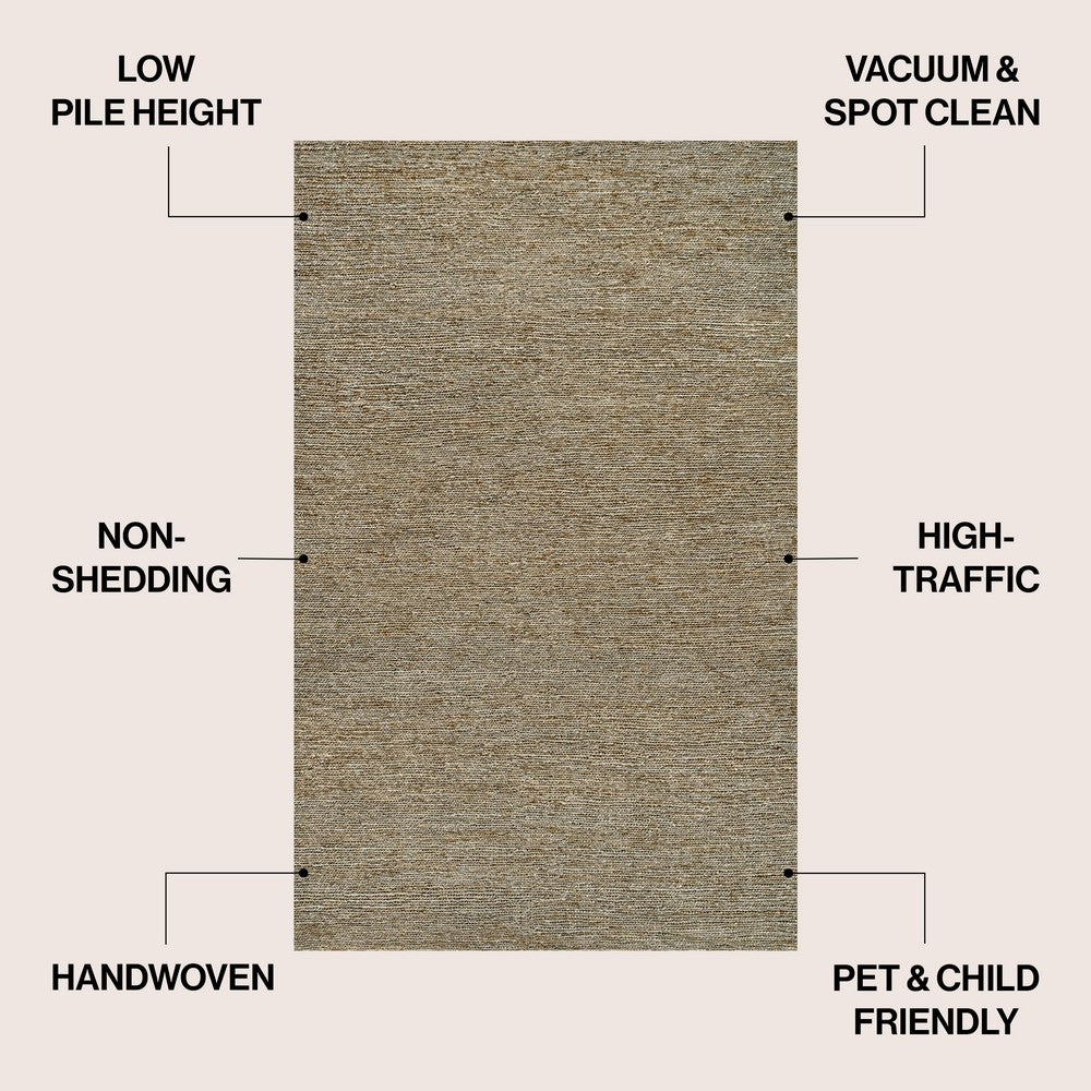 Kasv Rustic Farmhouse Woven Jute Solid Area Rug